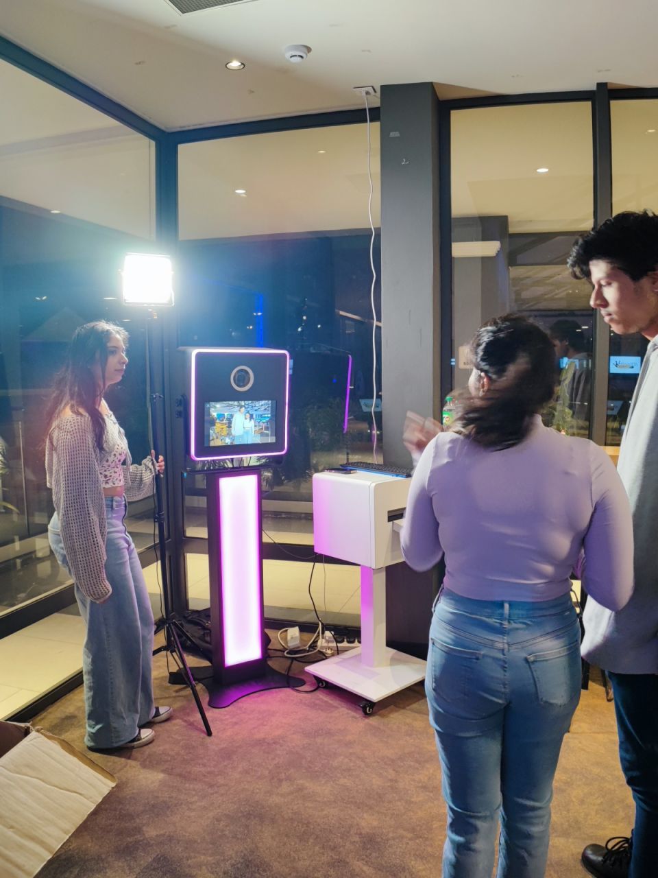 Booth in position with the LED light bar running — Fotobooth.mu, Mauritius
