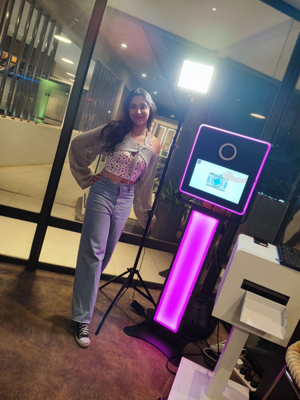 Operator working the booth during an event — Fotobooth.mu, Mauritius
